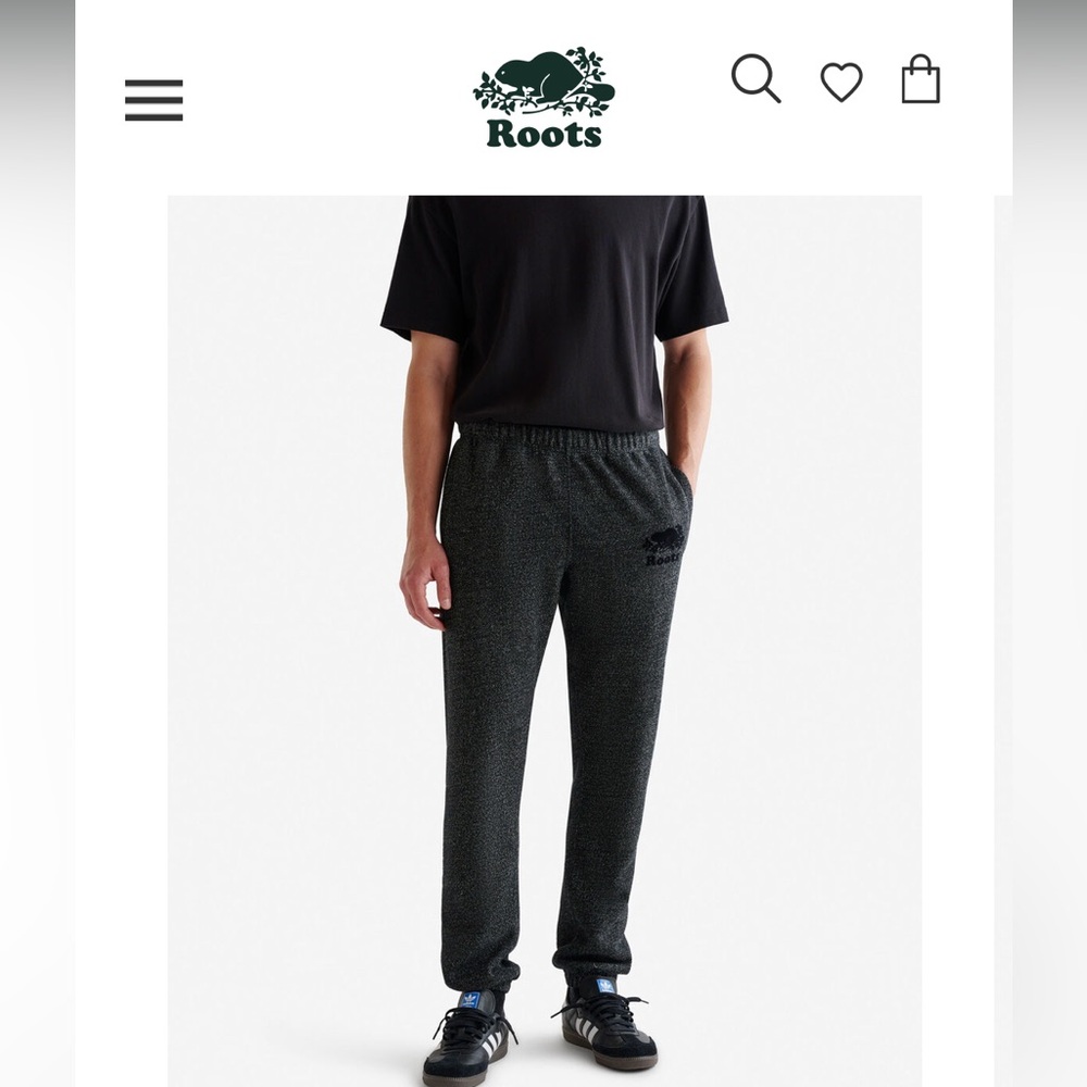 Roots men’s original cut organic cotton sweatpants in medium